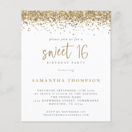 Budget Girly Gold Glitzer Sweet 16 Einladung