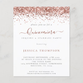 BUDGET Girly Rose Gold Glitzer Quinceañera Einladu