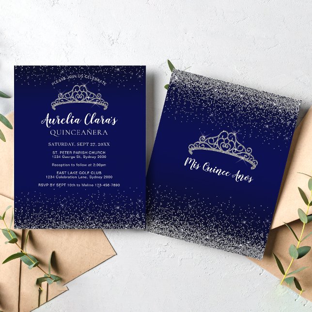BUDGET Glam Blue Silver Glitzer Tiara Quinceanera (Von Creator hochgeladen)