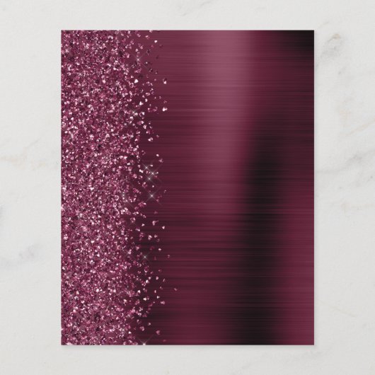 Budget Glam Burgundy Glitzer Script Wedding Menu (Rückseite)