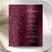 Budget Glam Burgundy Glitzer Script Wedding Menu