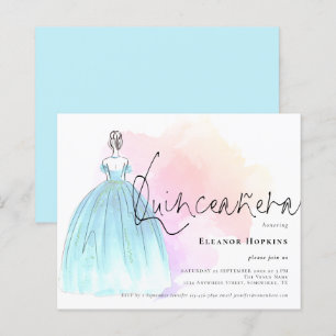 Budget Glam Dress Blue Quinceanera Einladung