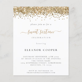 Budget Glam Gold Glitzer 16 . Geburtstag Einladung
