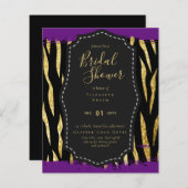 Budget Glam Gold Lila Brautparty Einladung (Vorne/Hinten)