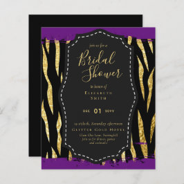 Budget Glam Gold Lila Brautparty Einladung