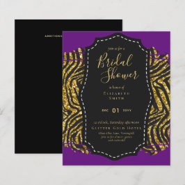 Budget Glam Gold Lila Brautparty Einladung
