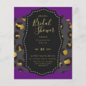 Budget Glam Gold Lila Brautparty Einladung (Vorderseite)