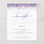 Budget Glam Lila Glitzer Hen Night Einladung (Vorderseite)