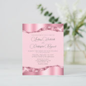 Budget Glam Pink Foil Mirror Tiles Wedite Einladun (Stehend Vorderseite)