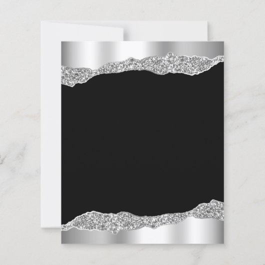 Budget Glam Silver Black 25th Anniversary Invite (Rückseite)