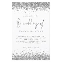 Budget Glam Silver Glitzer Einladung Hochzeit