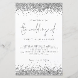 Budget Glam Silver Glitzer Einladung Hochzeit