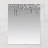 Budget Glam Silver Glitzer Kinderdusche Einladung (Rückseite)