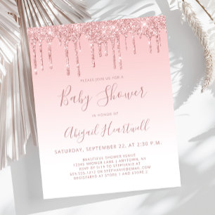 Budget Glitter Pink Mädchen-Baby-Einladung