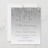 Budget Glitter Silver 25th Anniversary Invitation (Vorderseite)