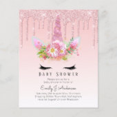BUDGET Glitter Unicorn Baby Girl Shower Flyer (Vorne)