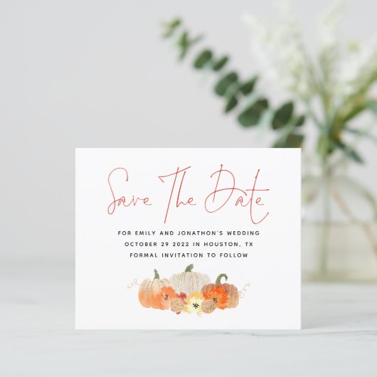 Budget Glittery Pumpkins QR-Code Save the Date (Stehend Vorderseite)
