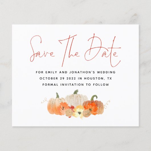 Budget Glittery Pumpkins QR-Code Save the Date (Vorderseite)