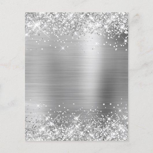 Budget Glittery Silver 50. Geburtstag Einladung (Rückseite)