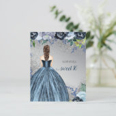 Budget Glitzer Blauer Kleid Süß 16 Einladung (Stehend Vorderseite)