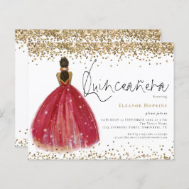 Budget Glitzer Burgundy Kleid Quinceanera Einladun