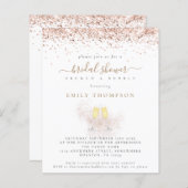 Budget Glitzer Champagne Bridal Dusche Einladung (Vorne/Hinten)