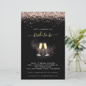 Budget Glitzer Champagne Bridal Dusche Einladung (Stehend Vorderseite)