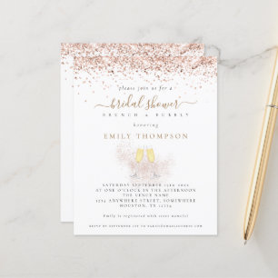 Budget Glitzer Champagne Bridal Dusche Einladung