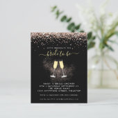Budget Glitzer Champagne Bridal Dusche Einladung (Stehend Vorderseite)