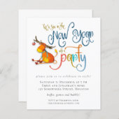 Budget Glitzer Funny Deer New Year Party Einladung (Vorne/Hinten)