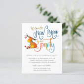 Budget Glitzer Funny Deer New Year Party Einladung (Stehend Vorderseite)