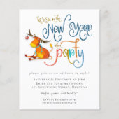 Budget Glitzer Funny Deer New Year Party Einladung (Vorderseite)