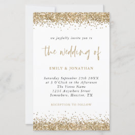 Budget Glitzer Gold Confetti Hochzeit Einladung