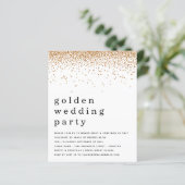 Budget Glitzer Golden Wedding Party Einladung (Stehend Vorderseite)