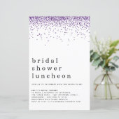 Budget Glitzer Lila Brautparty Einladung (Stehend Vorderseite)