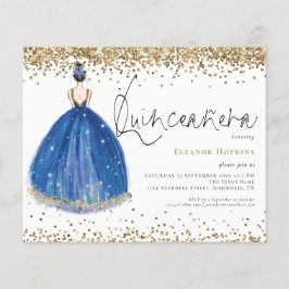 Budget Glitzer Navy Gown Quinceanera Einladung