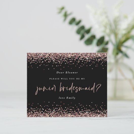 Budget Glitzer Rose Gold Junior Bridesmaid Req (Stehend Vorderseite)