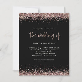 Budget Glitzer Rose Gold Wedding Black Einladung