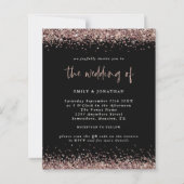 Budget Glitzer Rose Gold Wedding QR Code Einladung (Vorderseite)