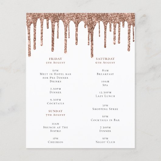 Budget Glitzer Tropfen Bachelorette Wochenende Ein (Rückseite)