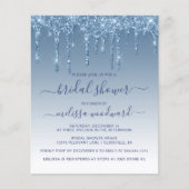 Budget Glitzer Tropfen Blue Bridal Dusche Einladun (Vorderseite)
