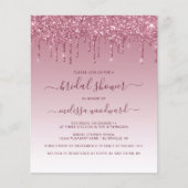 Budget Glitzer Tropfen Burgundy Brautparty Einladu (Vorderseite)