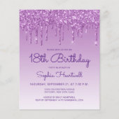 Budget Glitzer Tropfen Lila 18. Geburtstagspartei (Vorderseite)