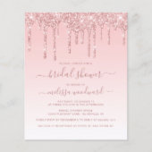 Budget Glitzer Tropfen Pink Bridal Dusche Einladun (Vorderseite)