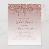 Budget Glitzer Tropfen Rose Gold Brautparty Einlad (Vorderseite)