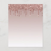 Budget Glitzer Tropfen Rose Gold Hochzeit Einladun (Rückseite)