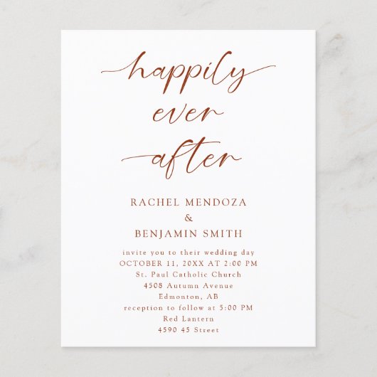 Budget glücklich je nach Hochzeit Boho Script (Vorderseite)