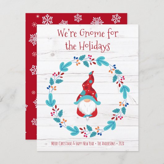 Budget Gnome for Holidays Elf Rustic Wreath Card (Vorne/Hinten)