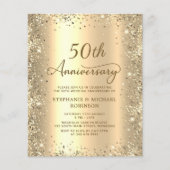Budget Gold 50th Wedding Anniversary Invitation (Vorderseite)