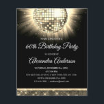 Budget Gold 60. Geburtstagsparty Disco Ball Flyer<br><div class="desc">Budget Gold Sechzigste Geburtstagsparty 70er Disco Ball Party Einladung. Die 60. Geburtstagsfeier in Gold und Schwarz lädt zu einer modernen 60. Geburtstagsparty ein. Auf Wunsch können vom Designer angepasste Produkte erstellt werden.</div>